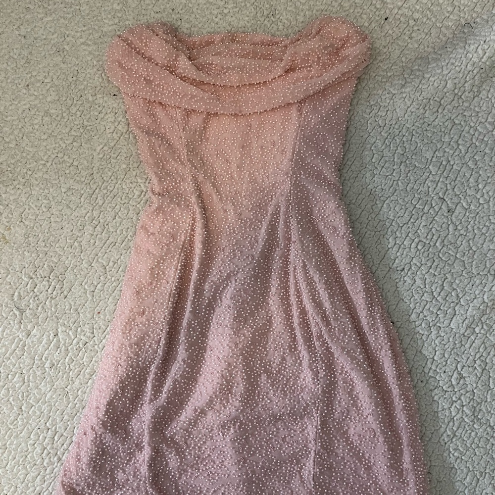 Oh Polly Strapless Pink Dress with Polka Dots